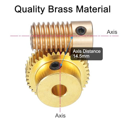 uxcell Worm Gear Set - 0.5 Module 40:1 Reduction Rate 5mm Hole Dia Gear Shaft and 5mm Hole Dia Gear Wheel 40T Drive Gear Box (Brass) - size: 5mmx5mm Bore, style: 0.5 Mod 40T
