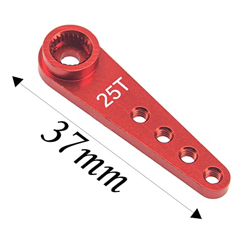 5Pcs ShareGoo 25T Servo Horn 37mm Metal 25 Teeth Extension Steering Arm Server Compatible with Futaba Savox Power HD HSP MG995 MG996 Servos for RC Car Truck (Red) - color: Red