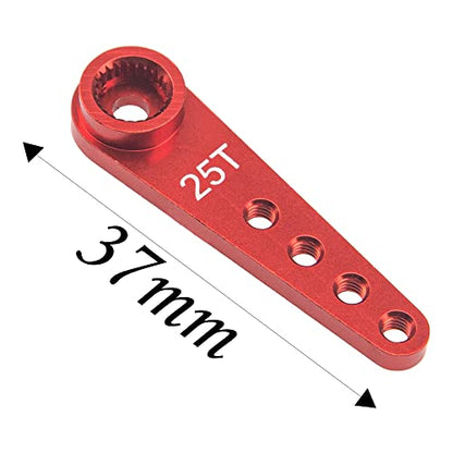 5Pcs ShareGoo 25T Servo Horn 37mm Metal 25 Teeth Extension Steering Arm Server Compatible with Futaba Savox Power HD HSP MG995 MG996 Servos for RC Car Truck (Red) - color: Red