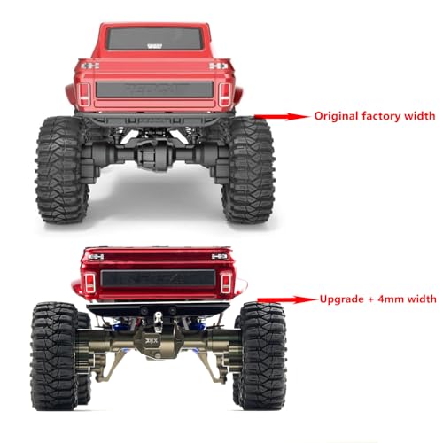 DJX CNC Aluminum RC Front & Rear Portal Axles Set +4mm Extended Complete Axles for 1/18 RC Rock Crawler Redcat Ascent-18 Upgrades Parts(Silver) - color: Silver