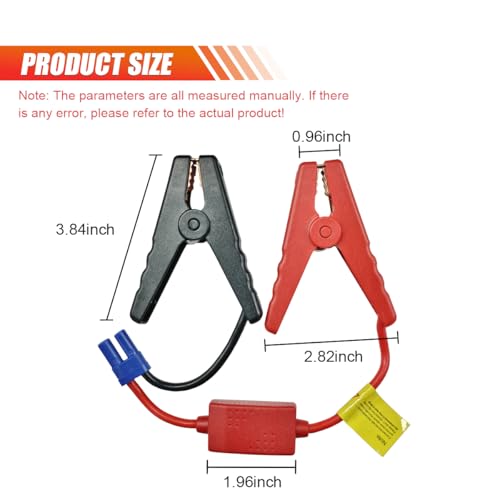 EC5 Car Emergency Jumper Starter Cable, Portable Car Booster Cable Replacement with Battery Clamp, 12V 10AWG Alligator Clip, Mini Jumper Cables Connector