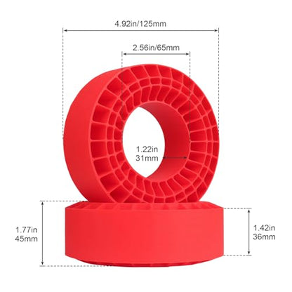 Soft 2.2" Silicone Tire Inserts, 4‑Pack, Fits 132–134mm (5.25" OD) Crawler Tires, Waterproof Foam Replacement for 1/10 RC Crawlers, 125×45mm, Enhanced Traction & Sidewall Support (Red) - color: Red