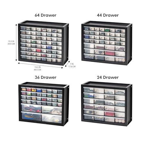 IRIS USA 36-Drawer Storage Cabinet, Garage Tool Screws, Made in USA, Black | Wall mountable, Stackable, Hardware, Electronics, Teacher Toolbox, Small Parts - color: Black, size: 36 Drawer