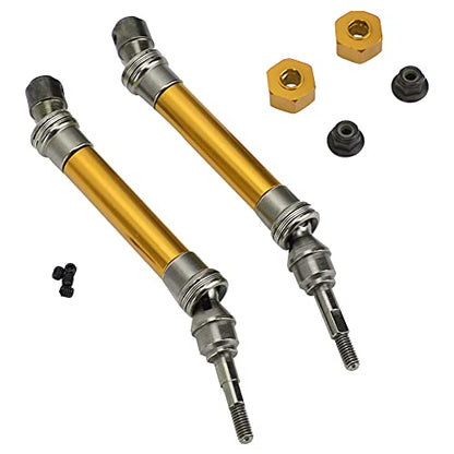2Pcs RC Car Front Shaft Stainless Steel Rear Drive Shaft Universal Driveshaft Fit for Traxxas RC Truck Upgrades Parts (Yellow) - color: Yellow