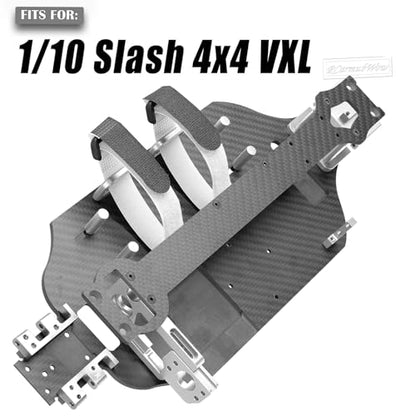 RC Carbon Fibre Chassis Armor Skid Plate Protecter Guard Upgrades Part for 1/10 Slash 4X4 4WD VXL,Front Center Rear Chassis Guard Plate,Silver - color: Silver(1set)