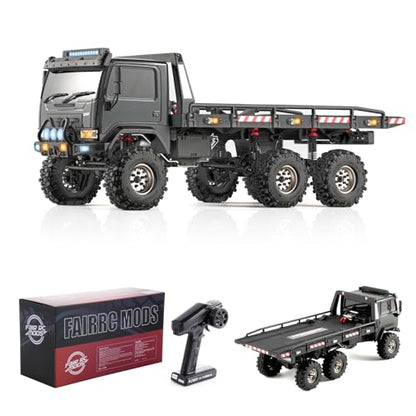 FairRC 1/18 RC Crawler CR18P Arktos 6x6 RC Crawler, High Performance RC Rock Crawler with Flatbed & Portal Axles, Hobby Grade RC Truck Crawler, Remote Control RC Car for Adult RTR (Black)