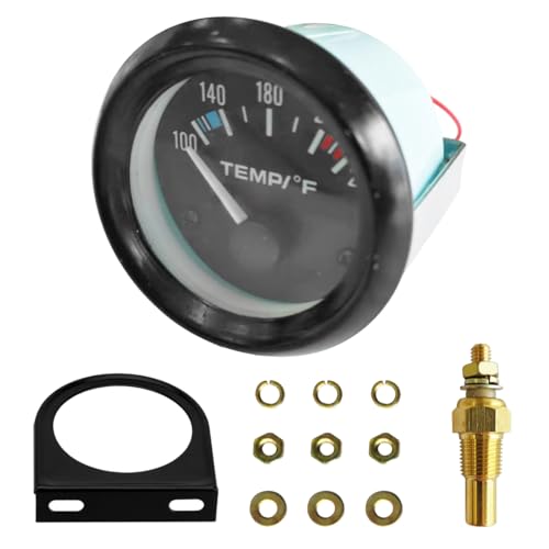 BDZMC 2" 52mm DC12V Car Water Temperature Gauge, 100-250℉ Water Temp Gauge Meter Kit with LED Backlight and Sensor, Fit for Car Truck Boat Marine Ship
