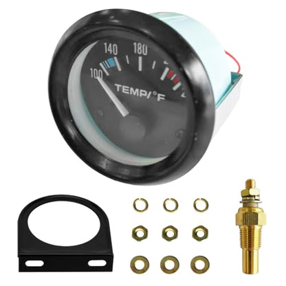 BDZMC 2" 52mm DC12V Car Water Temperature Gauge, 100-250℉ Water Temp Gauge Meter Kit with LED Backlight and Sensor, Fit for Car Truck Boat Marine Ship