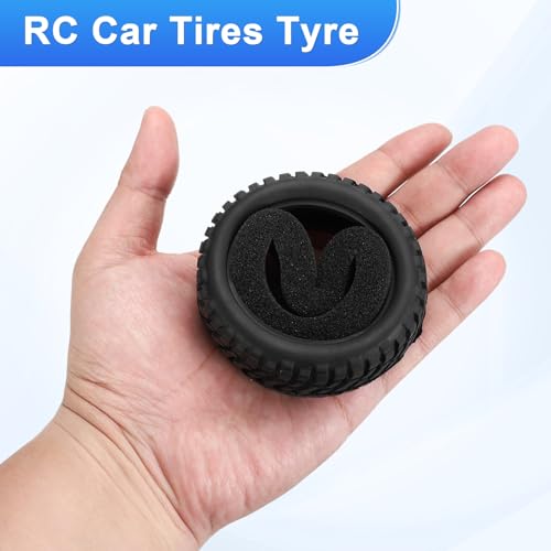 uxcell 4Pcs Soft Rubber RC On-Road Car Tyres D17-Type Sponge Inside for RC 1/10 HSP Tires Scale Touring On-Road Racing DIY Model Car- 75mm(2.95") OD x 30mm(1.2") Width, Black