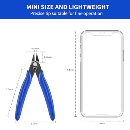 5 Inch Micro Flush Cutter, 2 Pack Small Wire Cutters Spring Loaded Cutting Pliers, Wire Cutters for Jewelry Making, Soft Copper Wire, Floral, Electronics, Model Craft, Heating Wire, 3D Print - color: 2 Pack
