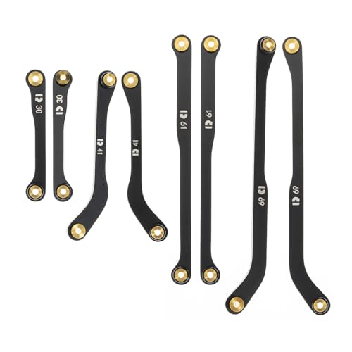 High Clearance 4 Links Set for SCX24 90081, Steel Links Set, Upgrade Parts for SCX24 Deadbolt, Betty B17, Axial 1/24 RC Crawler Car Upgrade Accessories, 8Pcs, Black - size: For Deadbolt