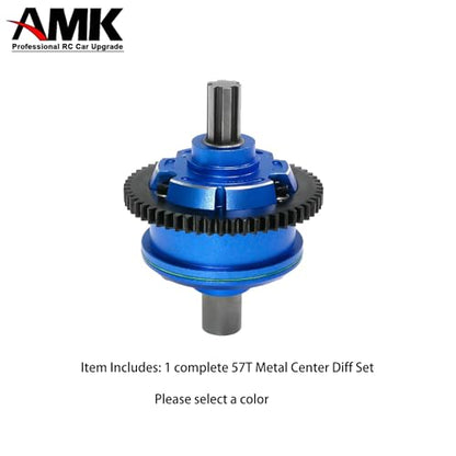 AMK 57T Metal Center Diff Set, Replaces ARRMA ARA311165 Steel Center Differential, Compatible with Arrma 1/10 Kraton Outcast 4S V2 BLX, 1/8 Mojave 4S BLX – Upgrade Parts & Accessories (Grey) - color: Grey