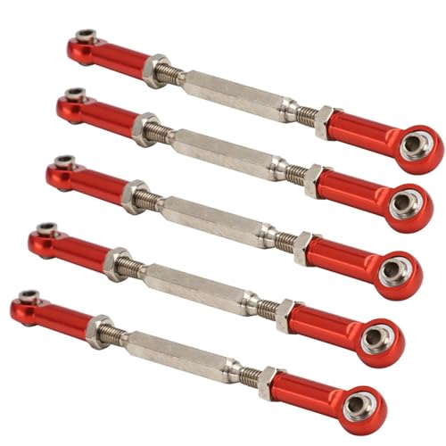 Zopsc 6Pcs 88mm Aluminum Alloy Push Rods, Adjustable Turnbuckle Linkages for RC Car Upgrade Parts Red - color: Red