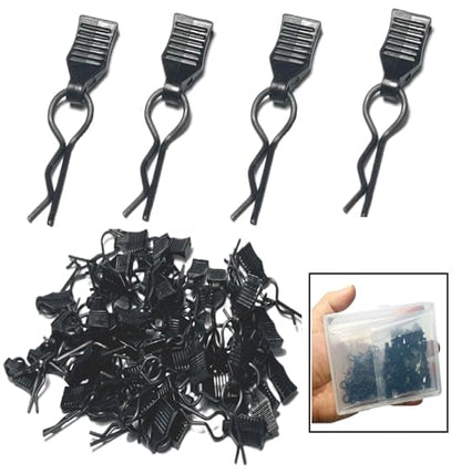 60PCS ZQToday Universal RC Body Clips with Pull Tabs for All 1/8 1/10 1/12 Scale Traxxas Redcat Axial Arrma HSP HPI Himoto Tamiya RC Car Body Clips(1.2mm Rod Black Clips and Tabs)