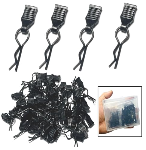 60PCS ZQToday Universal RC Body Clips with Pull Tabs for All 1/8 1/10 1/12 Scale Traxxas Redcat Axial Arrma HSP HPI Himoto Tamiya RC Car Body Clips(1.2mm Rod Black Clips and Tabs)