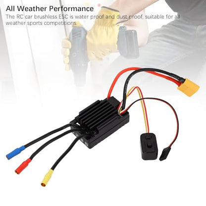 YWBL-WH 35A Brushless ESC with Water Proof, External Programming Port, and Multiple Guard Functions for 1/18 RC Car Electronic Speed Controller