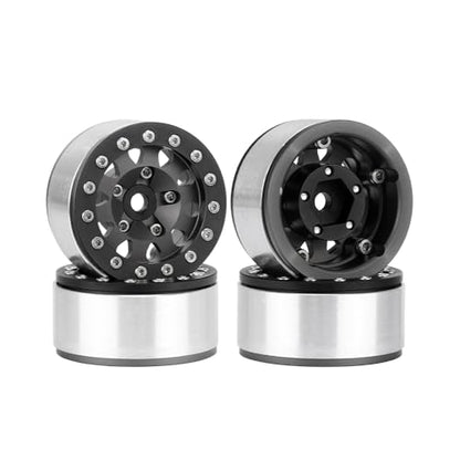 4PCS 1.55 Inch Aluminum Alloy Metal Beadlock Wheel Rim Hubs Replacement Accessory for AX90069 D90 TF2 CC01 Tamiya 1/10 RC Crawler Car Upgrade Parts(10Holes-Black) - color: 10holes-black