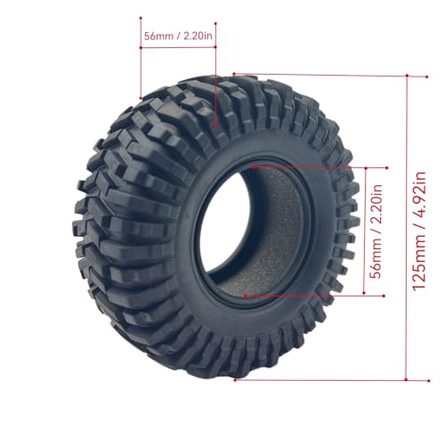 2.2 Crawler Tires with Foam Inserts for TRX4 Axial SCX10 III/II Wraith Redcat Gen 8 Vanquish VS4-10/H10/F10 RC4WD HPI 1/10 RC Rock Crawlers Trail Trucks RC Climbing Tyres, Soft & High Traction - size: 2.2 rc crawler tires