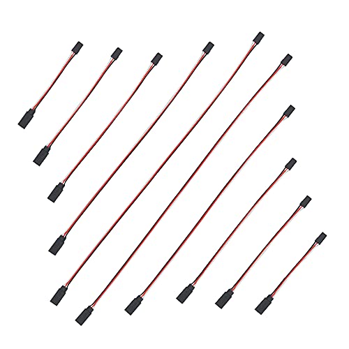 WMYCONGCONG 50 PCS Servo Extension Lead Wire Cable Male to Female 3 Pin for Futaba JR Servo Extension Connection 5 Sizes