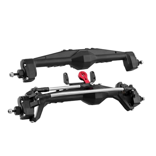 1/10 RC Crawler All Metal Front and Rear Portal Axle for Axial Capra 1.9 UTB Buggy F9 CNC Machined 7075 Aluminum Integrated (Black) - color: Black