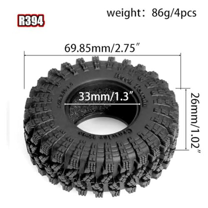 REDSPIDER•1.3 Crawler Mud Tires OD 2.75'' (4PCS) for 1/18 1/24 TRX4M SCX24 AX24 FCX18 FCX24 RC Crawler Car (Tires) - color: Tires