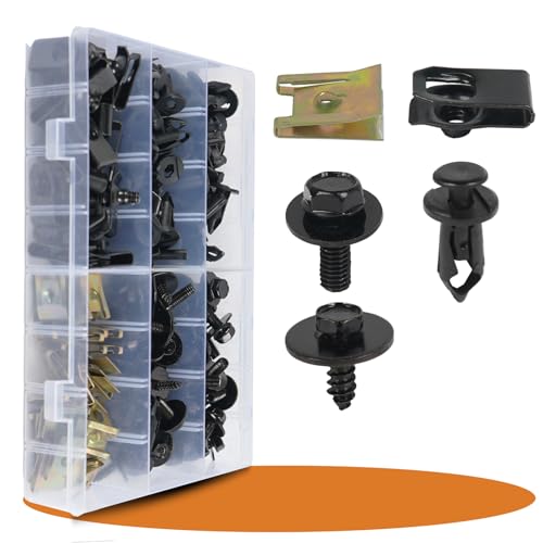OTUAYAUTO 150PCS Car Screws and Bolts - Undertray Screws, Fender Screws,Car Clips Plastic Rivet Fasteners, Universal U-Nuts Kit Engine Under Cover Splash Shield Guard Body Bolts - size: 150Pcs 5 Sizes Clips