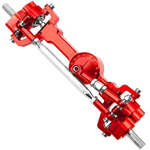 Aluminum Alloy Front Rear Portal Axle Upgrade Part Compatible with MN Model MN99S MN98 D90 D91 D99 D99S MN90 1/12 RC Car (Red) - color: Red