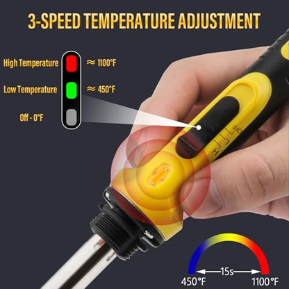 150W Plastic Welder Kit, 3-Speed Temperature Control Plastic Welding Kit, Professional Plastic Weld Tool With 70pcs Welding Rods,3Tips,Portable Plastic Repair Kit For Car Bumper,Kayak Repairs (Yellow) | Plastic Weld With 3 Tips, 70pcs Rods, Portable Bumpe