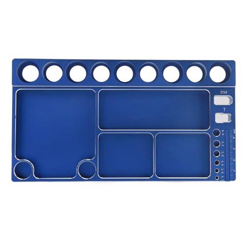 RiToEasysports RC Screwdriver Tool Storage Rack Magnetic Screw Tray Aluminum Alloy with 4pcs Magnetic Pads for RC Cars Airplanes Helicopters Repair (Blue) - color: Blue