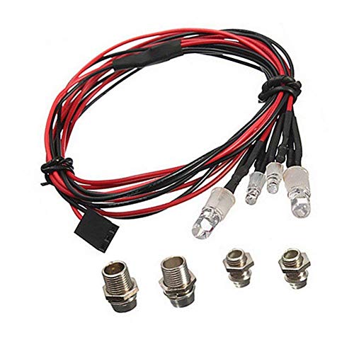 RC Truck Car Led Light Kit,WONFAST LED RC Car 4Led Lamp Set 2 White Headlights 2 Red Taillight Compatible with 1/10 1/8 Truck Rc Car Tank Hsp Tamiya D3 Rc Car Accessories - color: 4 Led
