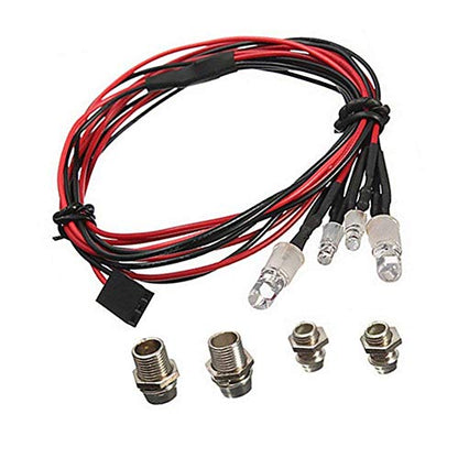 RC Truck Car Led Light Kit,WONFAST LED RC Car 4Led Lamp Set 2 White Headlights 2 Red Taillight Compatible with 1/10 1/8 Truck Rc Car Tank Hsp Tamiya D3 Rc Car Accessories - color: 4 Led