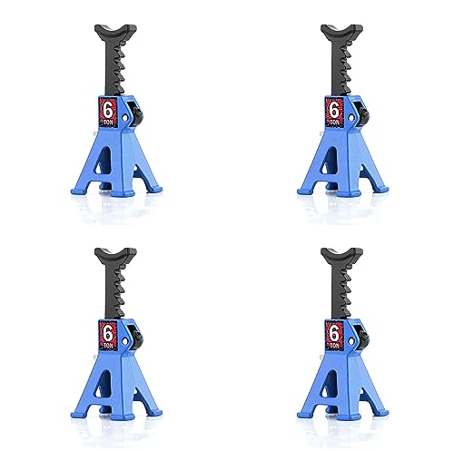1/24 RC Toy Jack Stands 1/18 Simulation 6 Ton Metal Adjustable Mini Jacks Stand for 1:18 1:24 Scale Crawler Car Axial SCX24 Kyosho Tamiya HSP FCX24 TRX4M SCX24 AX24 Ford Bronco (Blue, 4 PCS) - color: Blue