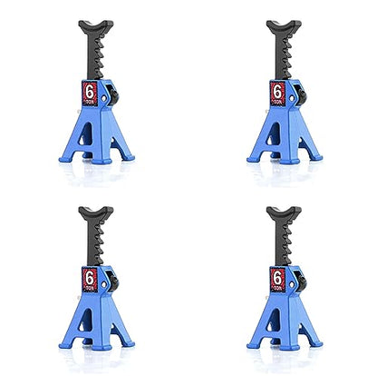 1/24 RC Toy Jack Stands 1/18 Simulation 6 Ton Metal Adjustable Mini Jacks Stand for 1:18 1:24 Scale Crawler Car Axial SCX24 Kyosho Tamiya HSP FCX24 TRX4M SCX24 AX24 Ford Bronco (Blue, 4 PCS) - color: Blue