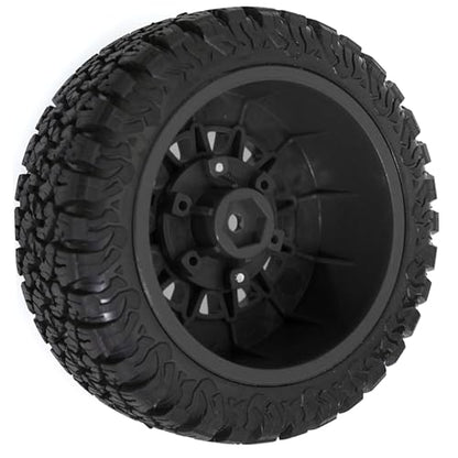 1/10 1/8 RC Short Course Truck Tires OD 113mm and Wheels 12mm 14mm 17mm Hex for 1:8 1:10 Scale Off Road Truck Car Traxxas Slash 2WD 4×4 Axial Losi Redcat Rc4wd Arrma Senton 4PCS (Black) - color: Black