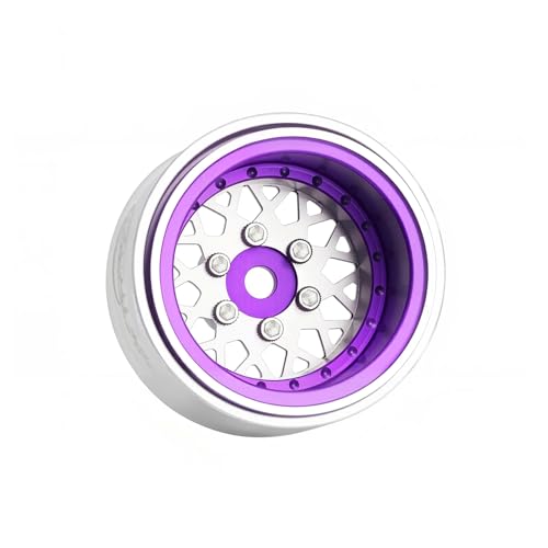 4PCS Deep Dish Grade 5 Titanium Wheel Face 1.0 Inch Beadlock Wheels Hubs for 1/24 Axial SCX24 TRX4M FCX24 Redcat Ascent-18 HPI Venture18 1/18 RC Crawler Car Upgrade Parts - color: Purple