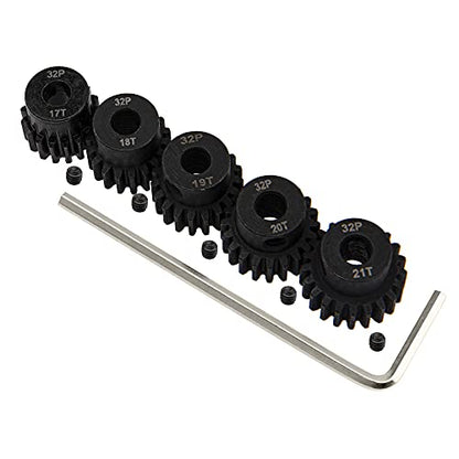 5Pack ShareGoo Steel 32P 5mm Pinion Gear Sets 17T 18T 19T 20T 21T fit 5mm Shaft Compatible with HPI Kyosho Losi Axial Traxxas Tamiya 1/8 1/10 RC Car Monster Truck Buggy