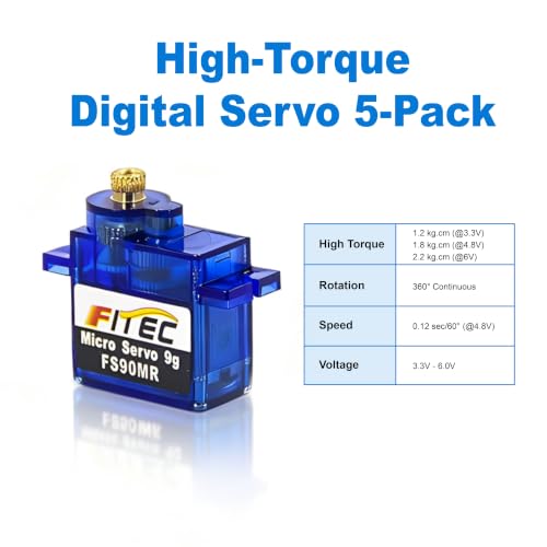 FEETECH FS90MR 360 Degree Micro Servo 9g, Small Metal Gear Continuous Rotation Servo Motor MG90 Mini Servos for Arduino RC Helicopter Airplane Car Robot Controls - size: 360°-FS90MR-C001