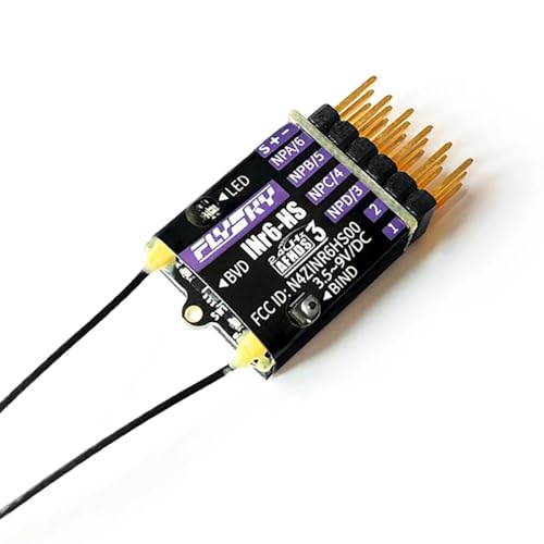 GoolRC Flysky INr6-HS Receiver, 2.4GHz 6 Channels RC Receiver with Dual Antenna PWM/PPM/i-BUS2/S.Bus/i-Bus Date Output Compatible with Flysky Noble NB4+ NB4 Pro+ RC Transmitter for RC Car Drone Boat