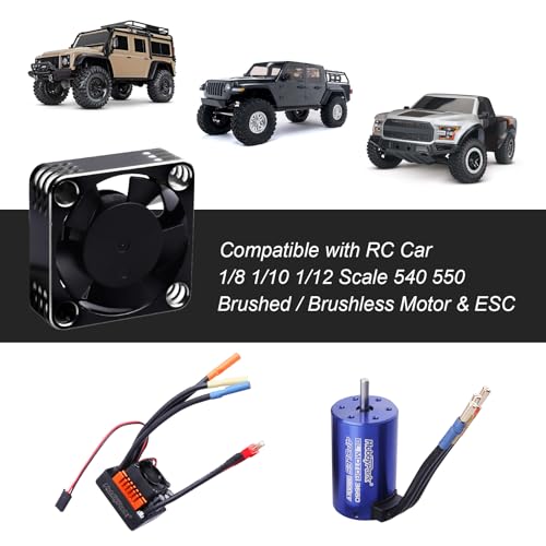30mm RC Cooling Fan Kit Heatsink for 540 550 Brushed Brushless Motor ESC Aluminum Case (Black&Silver) - color: Black&Silver