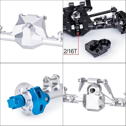 +9mm Front Rear Axle with Hydraulic Steering Link for Axial SCX24 Deadbolt C10 JLU Gladiator Bronco 1/24 RC Crawler Upgrade (Silver) - color: Silver