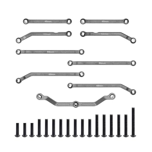High Clearance Links Set Aluminum Steering Linkage for TRX4M Upgrades Parts 1/18 RC Crawler Car-Navy Blue - color: Titanium