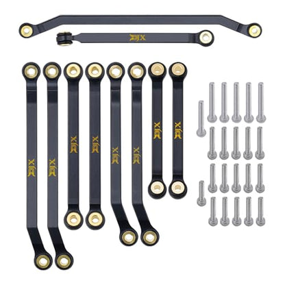 DJX 10PCS 22g Brass High Clearance Links Set Front and Rear Link with Steering Link for Redcat Ascent-32 1/32 Scale RC Rock Crawler Car Upgrades Parts (Black)