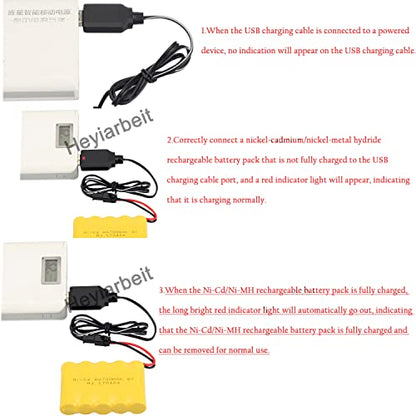 Heyiarbeit RC USB Charging Cable Nickel Cadmium Nickel Hydrogen 8.4V Adapter Cable SM-2P for RC Ni-MH Ni-CD Battery Black 1Pcs - size: SM-2P 1Pcs