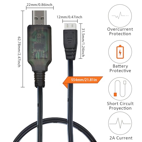 Pinkind USB Charger Cable with XH-3P Connector for 2S 7.4V LiPo Battery Hosim Q903 Q905 Axial SCX10 RC Car Rock Crawler FPV Drone Quadcopter（2 Pack ）