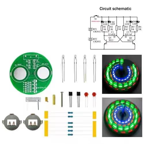 ISolderStore Soldering Project Soldering Practice Kit LED Rotating Desk Gyroscope DIY Kit Electronics Kit for Beginner