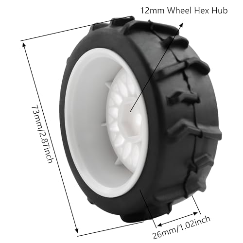 73mm RC Rally Car Tires Rubber Tires Tyres & Plastic Wheel Rims 12mm Hex Compatible with Traxxas 4 Tec 2.0 Tamiya TT01 XV01 Kyosho WR8 Sakura WLtoys HPI Touring Racing Car (White)