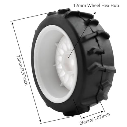 73mm RC Rally Car Tires Rubber Tires Tyres & Plastic Wheel Rims 12mm Hex Compatible with Traxxas 4 Tec 2.0 Tamiya TT01 XV01 Kyosho WR8 Sakura WLtoys HPI Touring Racing Car (White)