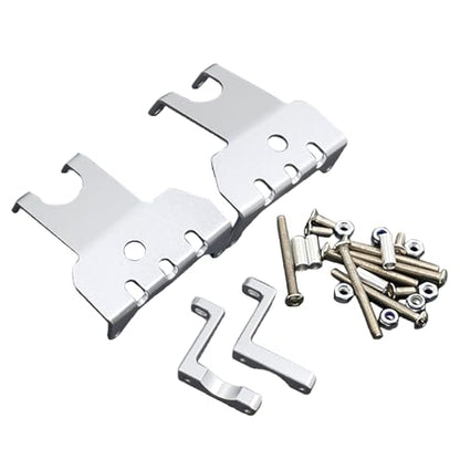 2PCS Aluminum Alloy Axle Protector Chassis Armor Front & Rear Skid Plate Compatible with 90018 90048 90053 1/10 RC Crawler Car Upgrade Parts (Silver) - color: Silver