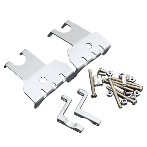 2PCS Aluminum Alloy Axle Protector Chassis Armor Protection Plate | RC Car Front & Rear Skid Plate Compatible with 90018 90048 90053 1/10 RC Crawler Car Upgrade Parts (Silver) - color: Silver