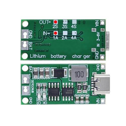 HiLetgo 2pcs Multi-Cell 2S 3S 4S USB-C to 8.4V 12.6V 16.8V (2S 1A) Step-Up Boost LiPo Polymer Li-Ion Charger Board 7.4V 11.1V 14.8V 18650 Lithium Battery Boost Module Type-C - style: 2S 1A